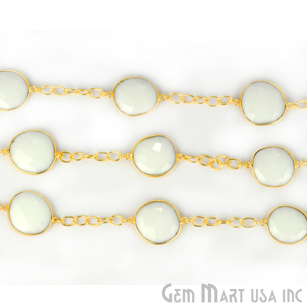 White Agate 15mm Gold Plated Bezel Link Connector Chain - GemMartUSA (764384313391)