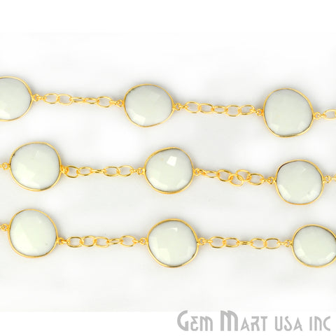 White Agate 15mm Gold Plated Bezel Link Connector Chain - GemMartUSA (764384313391)