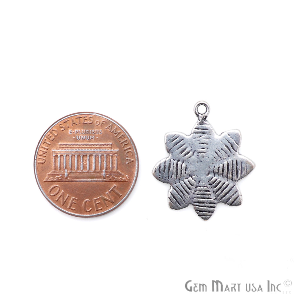 Flower Shape Oxidized 22x18mm Charm For Bracelets & Pendants - GemMartUSA