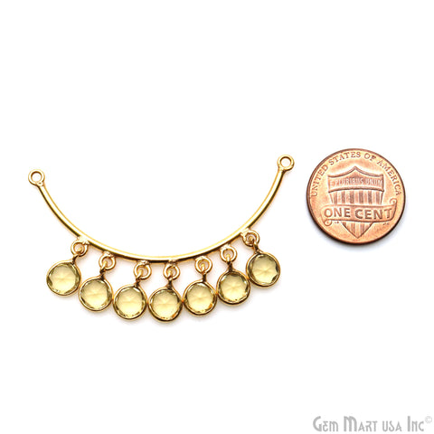 Crescent Moon Gold Plated Double Bail Round Chandelier Necklace