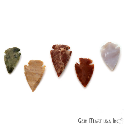 5pc Lot Arrowhead Cut Gemstones, 40x22mm Handcrafted Stone, Loose Gemstone, DIY Pendant, DIY Jewelry - GemMartUSA