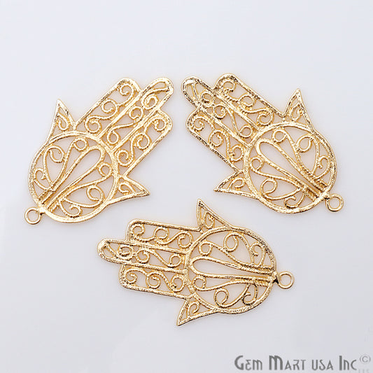 Hamsa Shape Gold Plated Finding Jewelry Charm - GemMartUSA