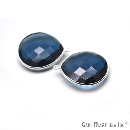 Iolite 20mm Heart Shape Single Bail Silver Plated Gemstone Connector - GemMartUSA