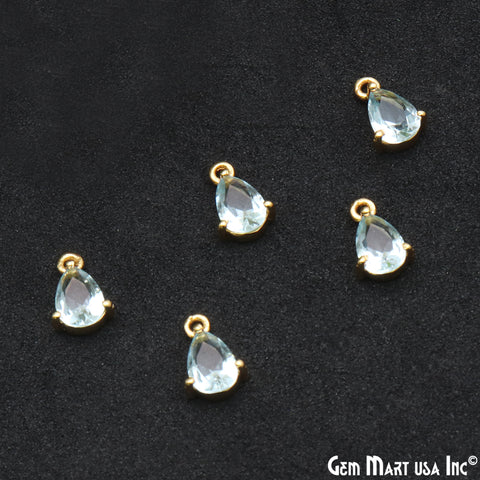 Faceted Pears 6x4mm Prong Gold Plated Single Bail Connector