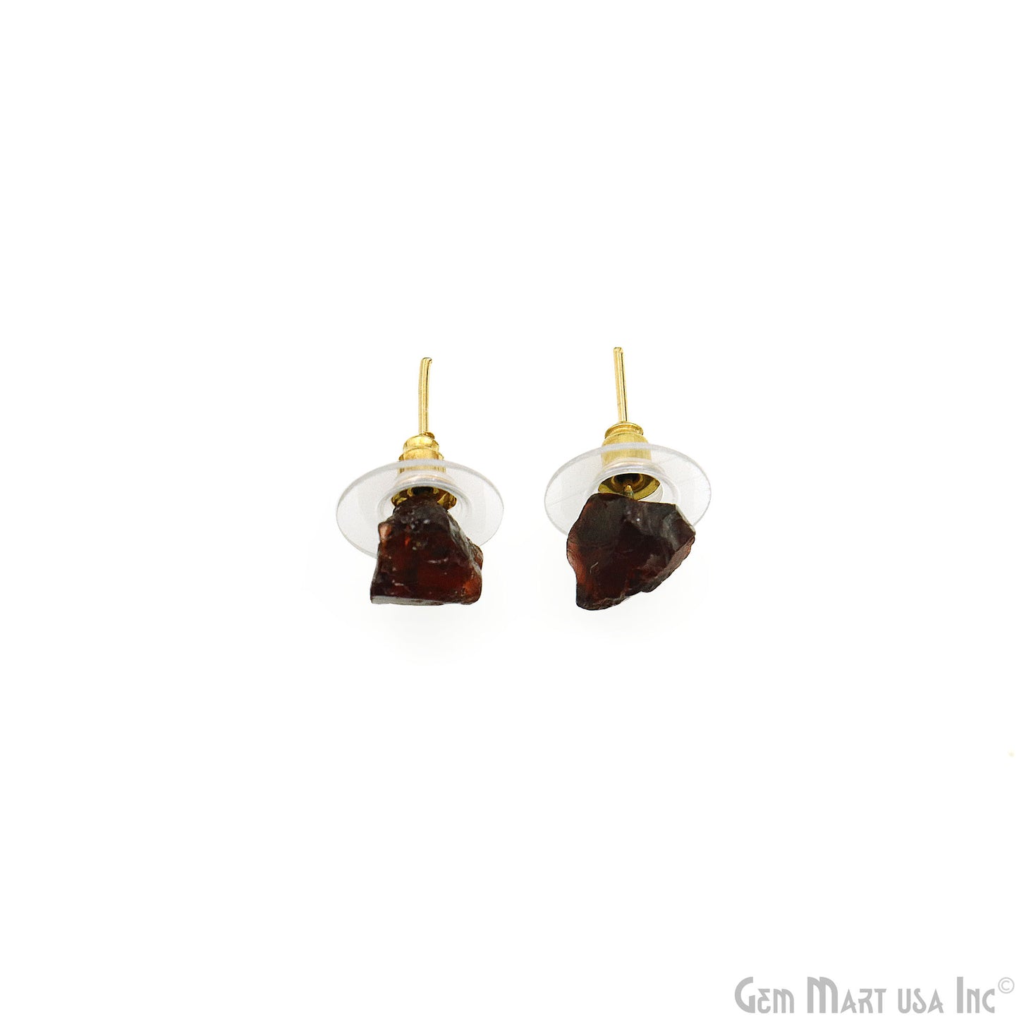 Natural Rough Gemstone 8x5mm Gold Plated Stud Earring