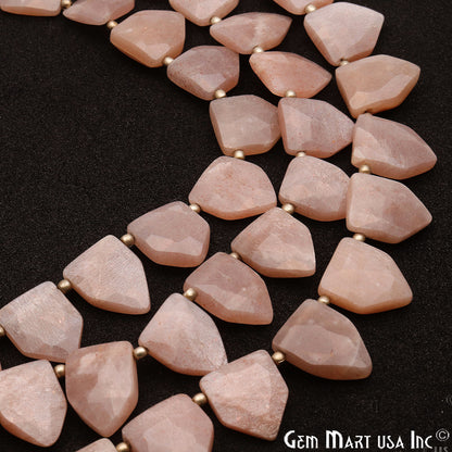 Peach Moonstone Pentagon 14x10mm Crafting Beads Gemstone Briolette Strands 8 Inch - GemMartUSA