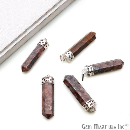 DIY Healing Gemstone Silver Pencil Point Ornate Pendant 1pc (Pick Stone) - GemMartUSA