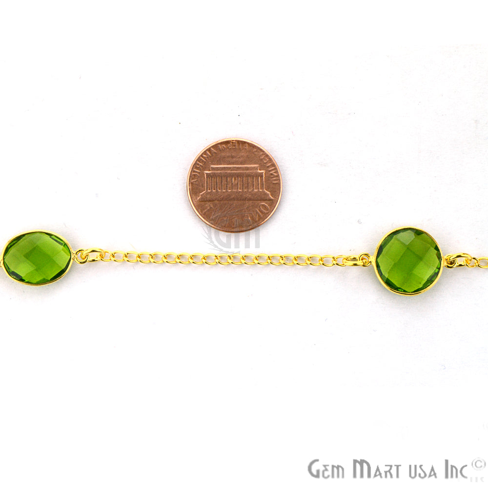Peridot 10-15mm Gold Plated Link Bezel Connector Chain - GemMartUSA (764191899695)