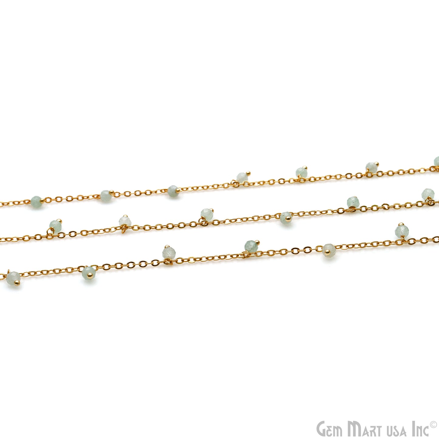 Prehnite Faceted Beads 3-4mm Gold Plated Cluster Dangle Chain