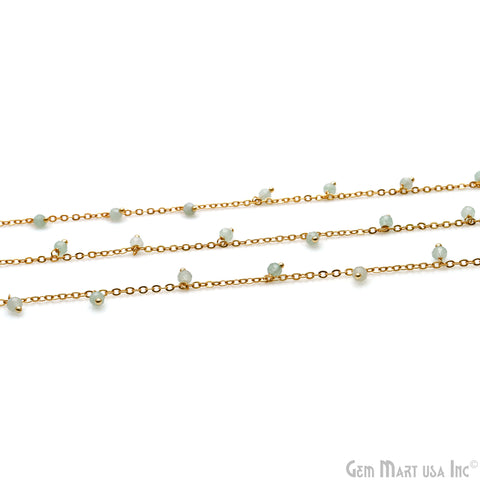 Prehnite Faceted Beads 3-4mm Gold Plated Cluster Dangle Chain