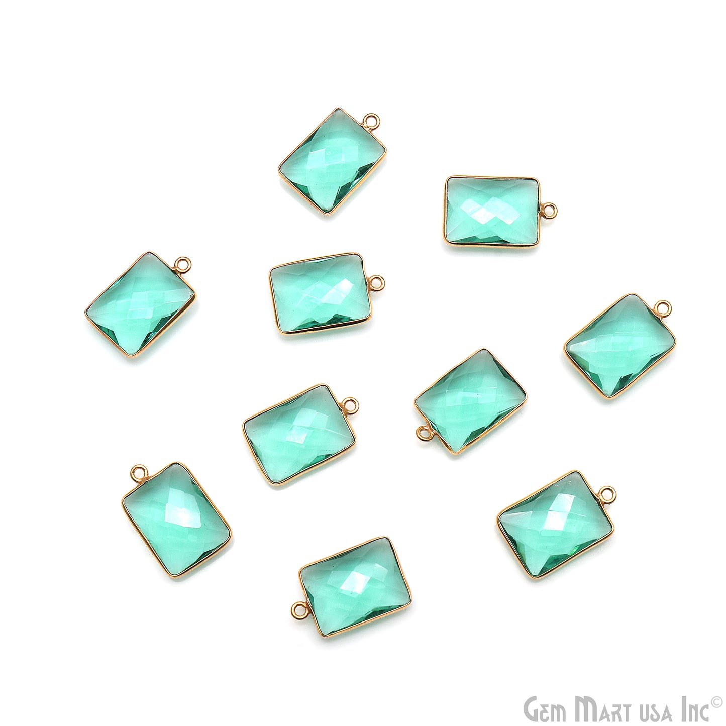 Apatite Baguette Shape 12x16mm Gold Plated Single Bail Gemstone Connector