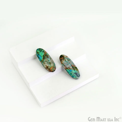 Chrysocolla Oval Shape 37X14mm Loose Gemstone For Earring Pair