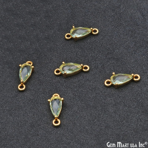 Faceted Pears 8x4mm Prong Gold Plated Double Bail Connector