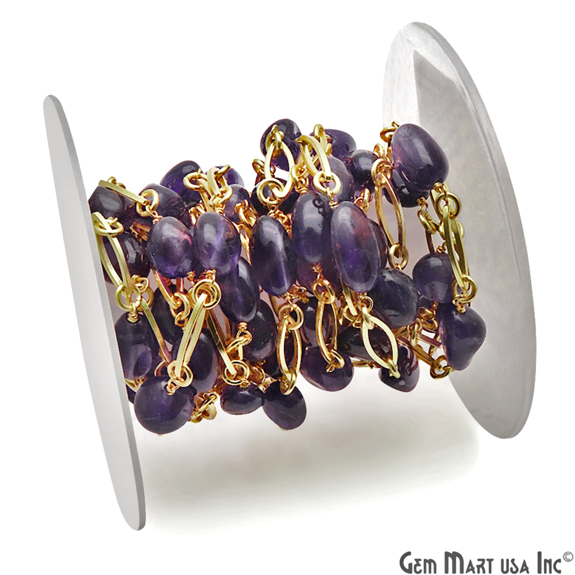 Amethyst Marquise Finding Gold Plated Rosary Chain - GemMartUSA