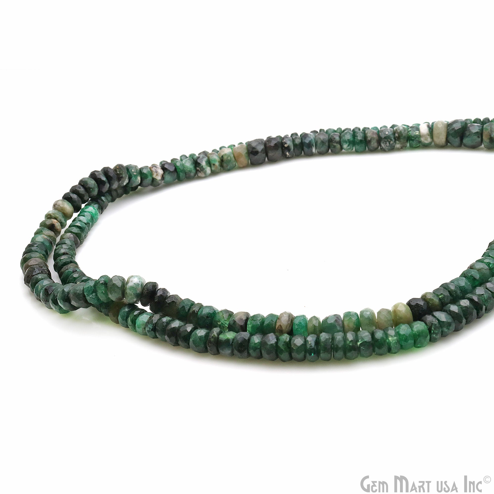 Emerald 6-7mm Gemstone Faceted Beads Rondelle Strand 13"