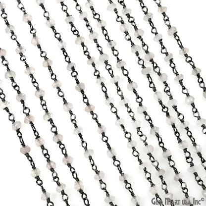 Crystal 3-3.5mm Oxidized Wire Wrapped Beads Rosary Chain