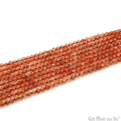 Sunstone Shaded 3-4mm Faceted Gemstone Rondelle Beads Strand 13"