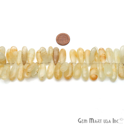 Yellow Aqua Pears 34x10mm Crafting Beads Gemstone Briolette Strands 8 INCH - GemMartUSA