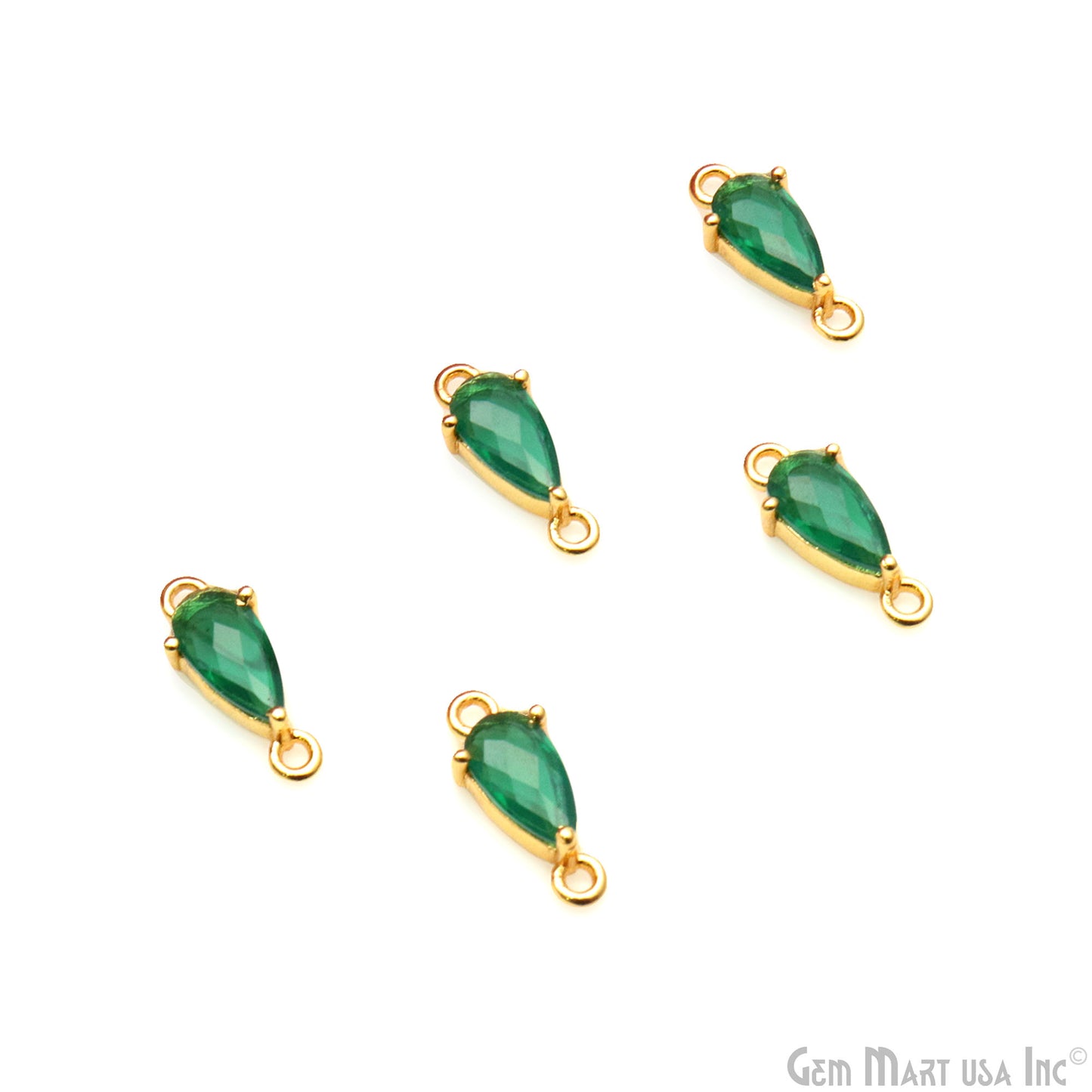 Faceted Pears 8x4mm Prong Gold Plated Double Bail Connector