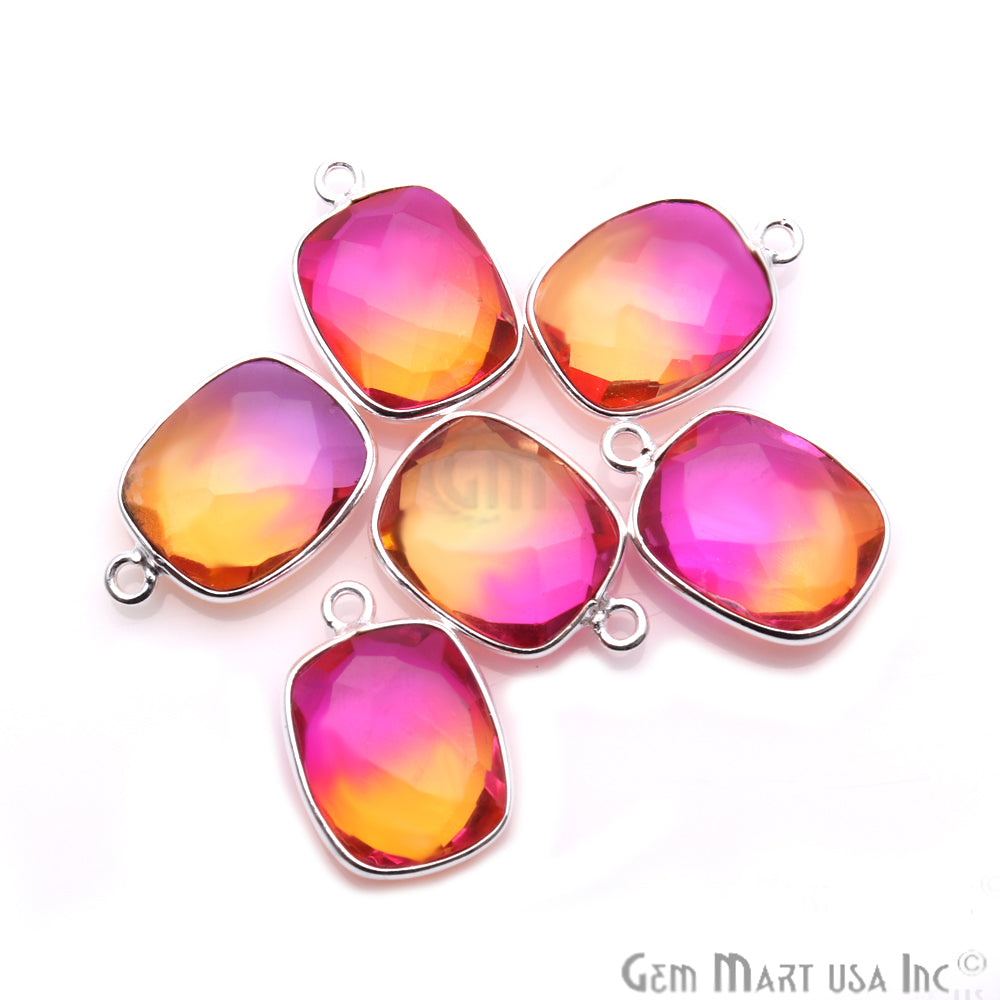 Doublet Aura Quartz 10x12mm Octagon Connector (Pick Color,Plating,Bail) - GemMartUSA