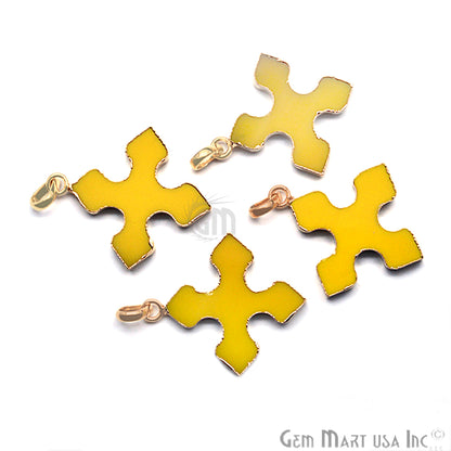 Gold Plated Gemstone 36x32mm Medieval Cross Shape Pendant (50023) - GemMartUSA