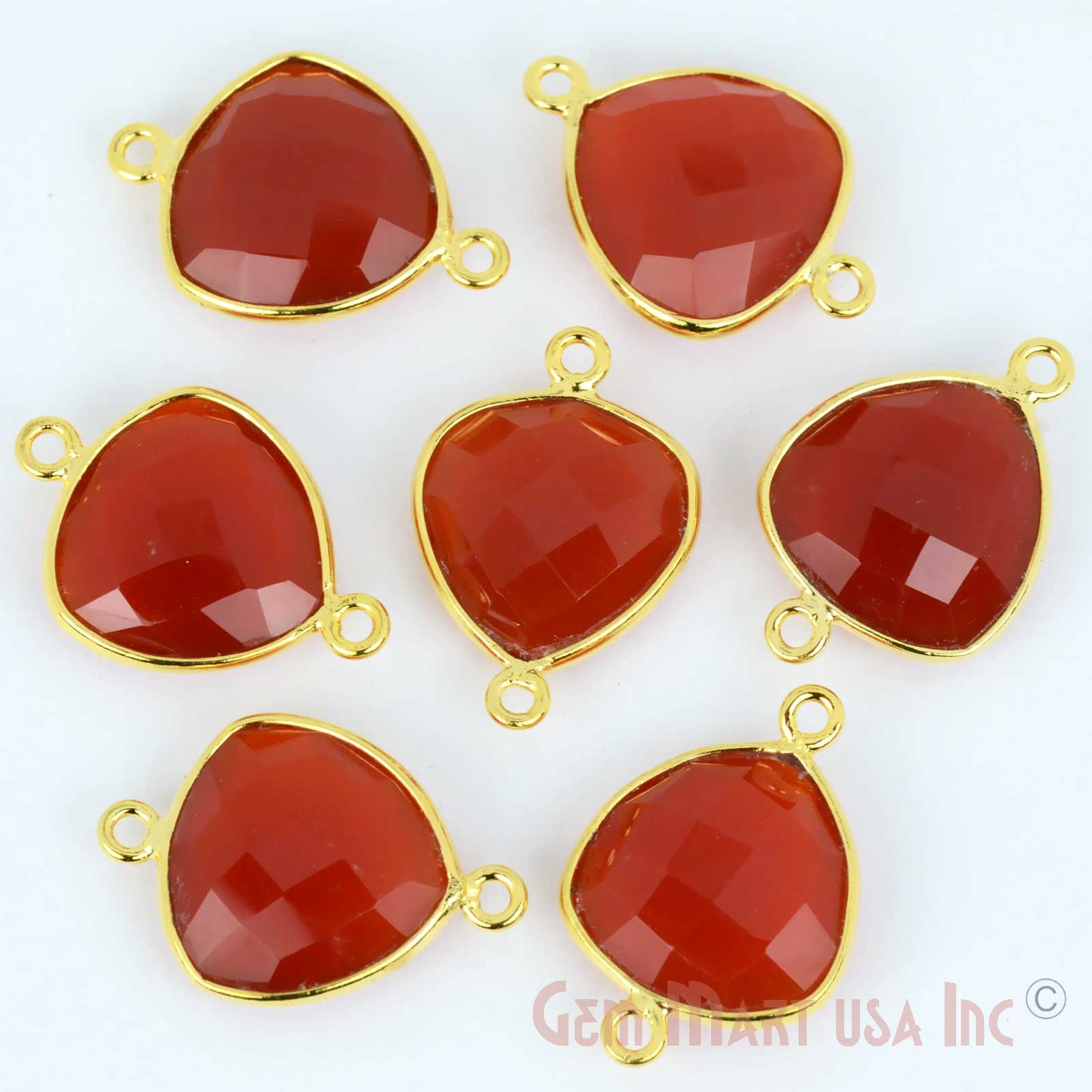 Trillion 14mm Double Bail Gold Bezel Gemstone Connector