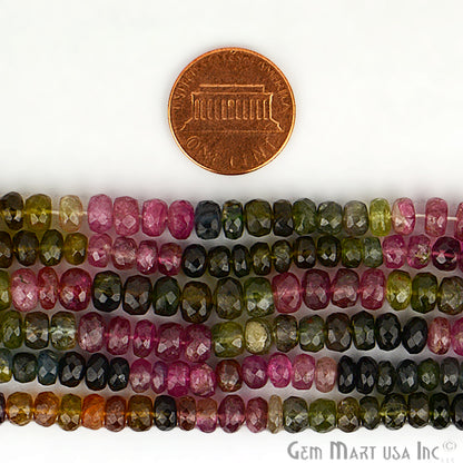 Multi Tourmaline Faceted Round Beads 5mm Gemstone Rondelle Beads - GemMartUSA