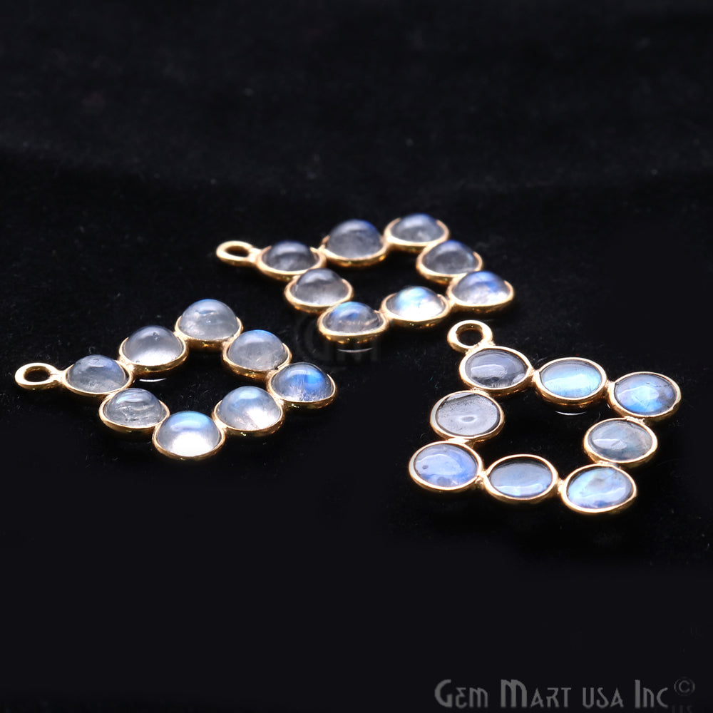 DIY Rainbow Moonstone 21x15mm Single Bail Finding Component (Pick Your Metal) - GemMartUSA