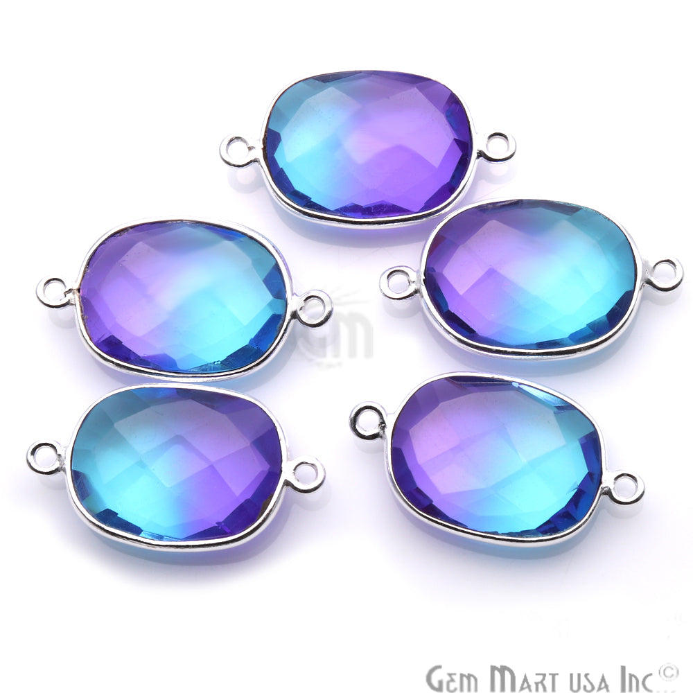 Aura Quartz 12x16mm Octagon Shape Doublet Quartz Gemstone Connector (Pick Your Color, Plating, Bail) - GemMartUSA