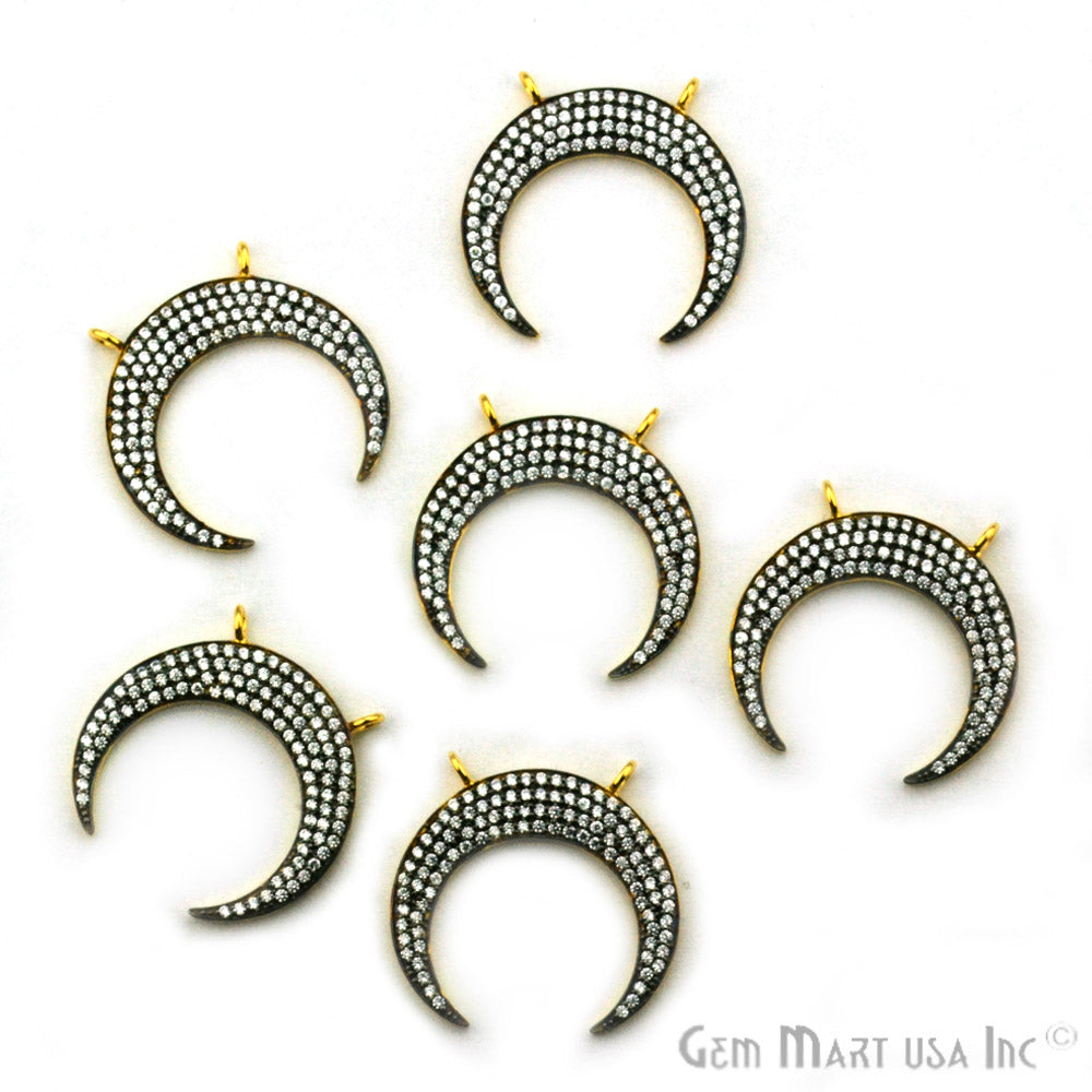 Moon' CZ Pave Gold Vermeil Charm for Bracelet & Pendants - GemMartUSA