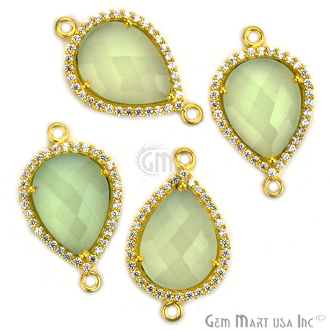 Gemstone 12x16mm Pear Shape Cubic Zirconia Prong Setting Connector (Pick Your Stone, Pave) - GemMartUSA
