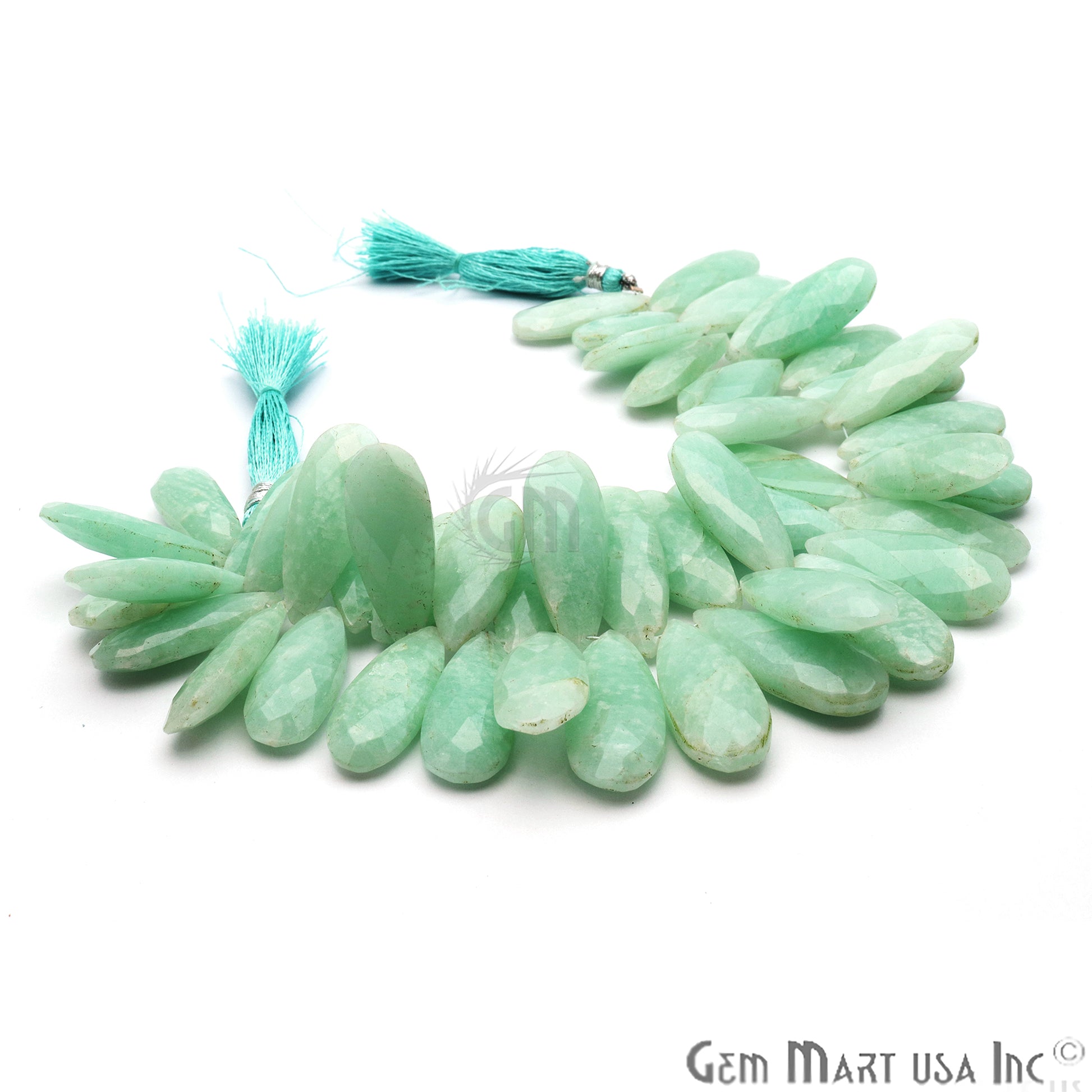 Amazonite Pears 28x12mm Crafting Beads Gemstone Briolette Strands 8 Inch - GemMartUSA