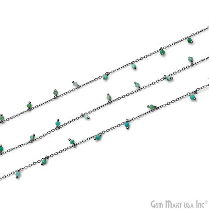 Chrysoprase Faceted Beads 3-4mm Oxidized Cluster Dangle Chain