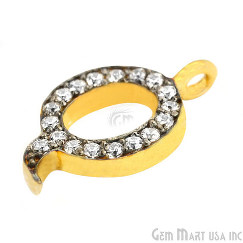 Q' Alphabet Charm CZ Pave Gold Vermeil Charm for Bracelet & Pendants - GemMartUSA