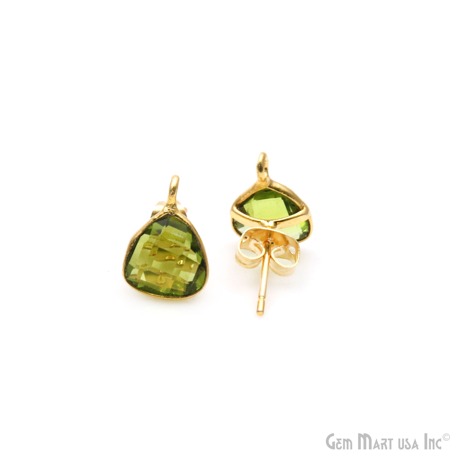 DIY Trillion 8mm Gold Bail Gemstone stud Earring