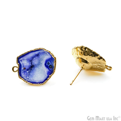 DIY Agate Slice Geode Druzy Gold Edged Loop Connector Studs Earrings