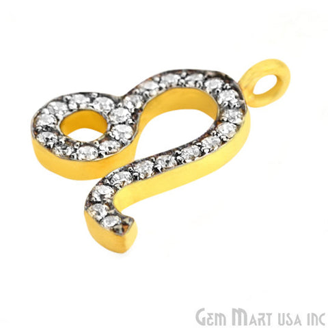 Leo' CZ Pave Gold Vermeil Charm for Bracelet & Pendants - GemMartUSA