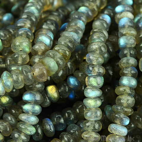 Natural Labradorite Faceted Round Beads 6-7mm Gemstone Rondelle Beads - GemMartUSA