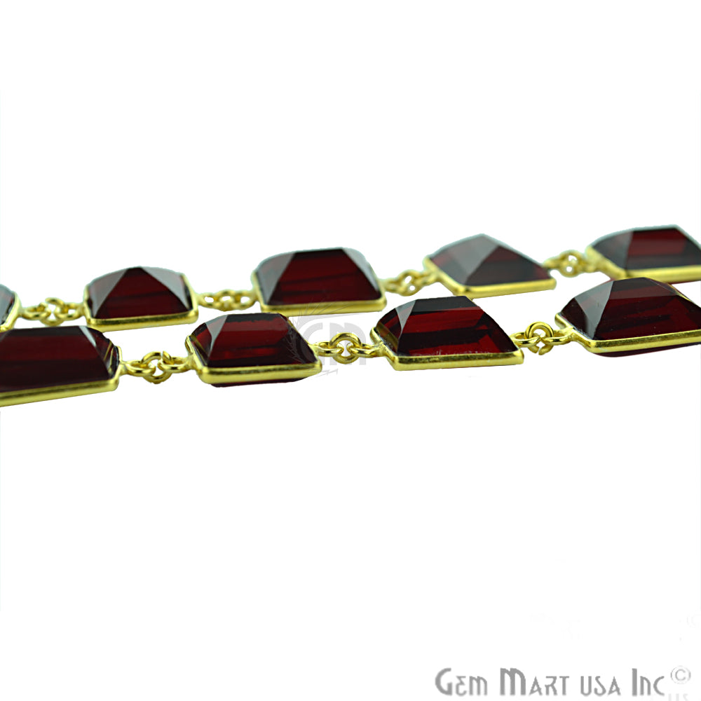 Garnet 10-15mm Mix Faceted Gold Plated Continuous Connector Chain - GemMartUSA (764277391407)