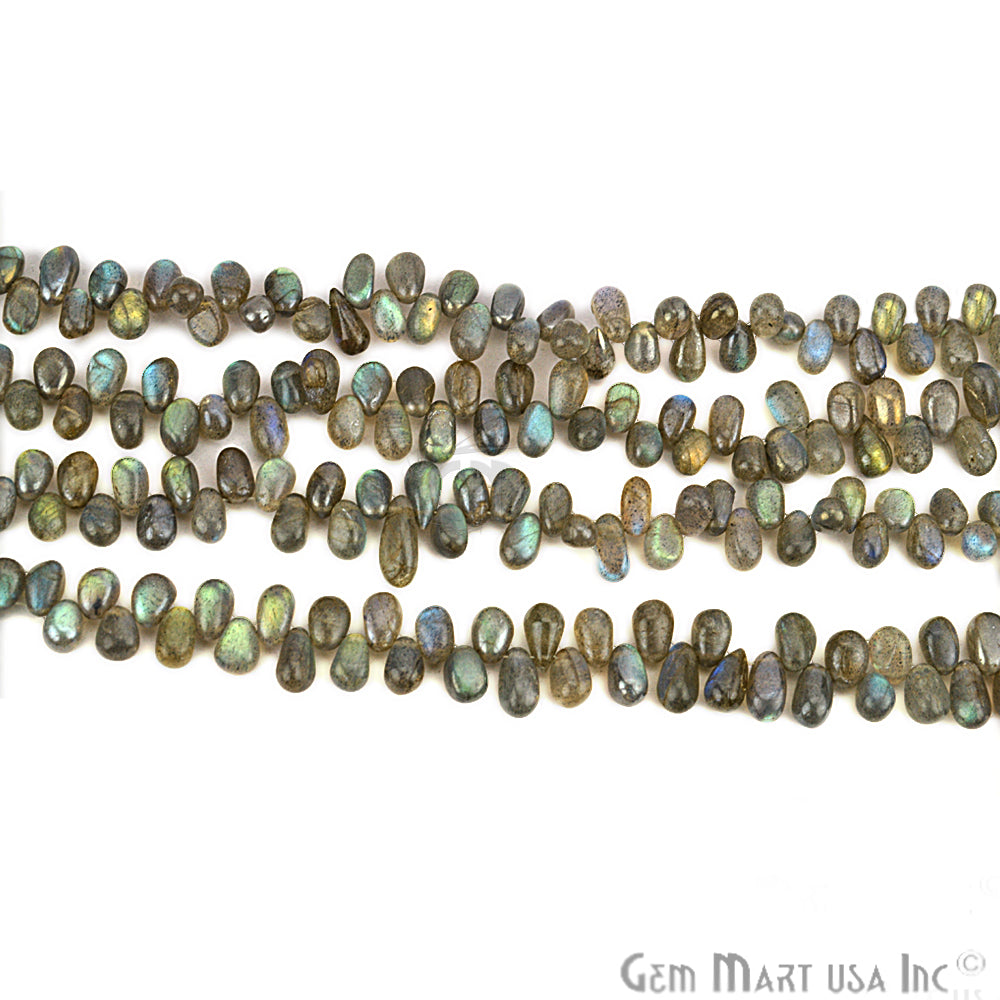 Labradorite Faceted Teardrops Gemstone 5x4mm Rondelle Beads - GemMartUSA
