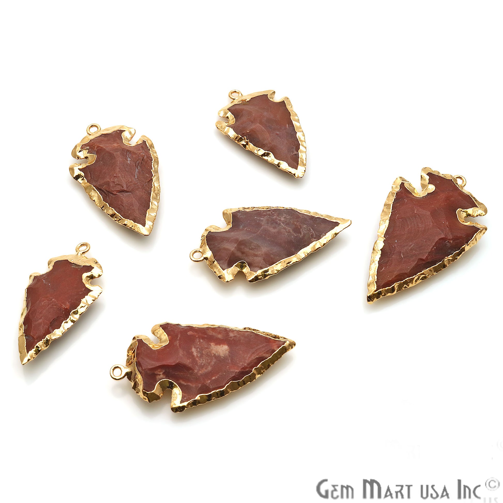 Jasper Arrowhead 43x24mm Gold Electroplated Single Bail Gemstone Connector - GemMartUSA