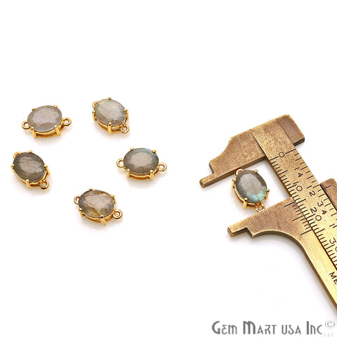 Labradorite Prong Setting Gold Plated Flashy Gemstone Connector - GemMartUSA
