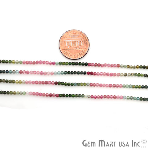Multi Tourmaline Round Beads 2.5-2mm Gemstone Rondelle Beads - GemMartUSA