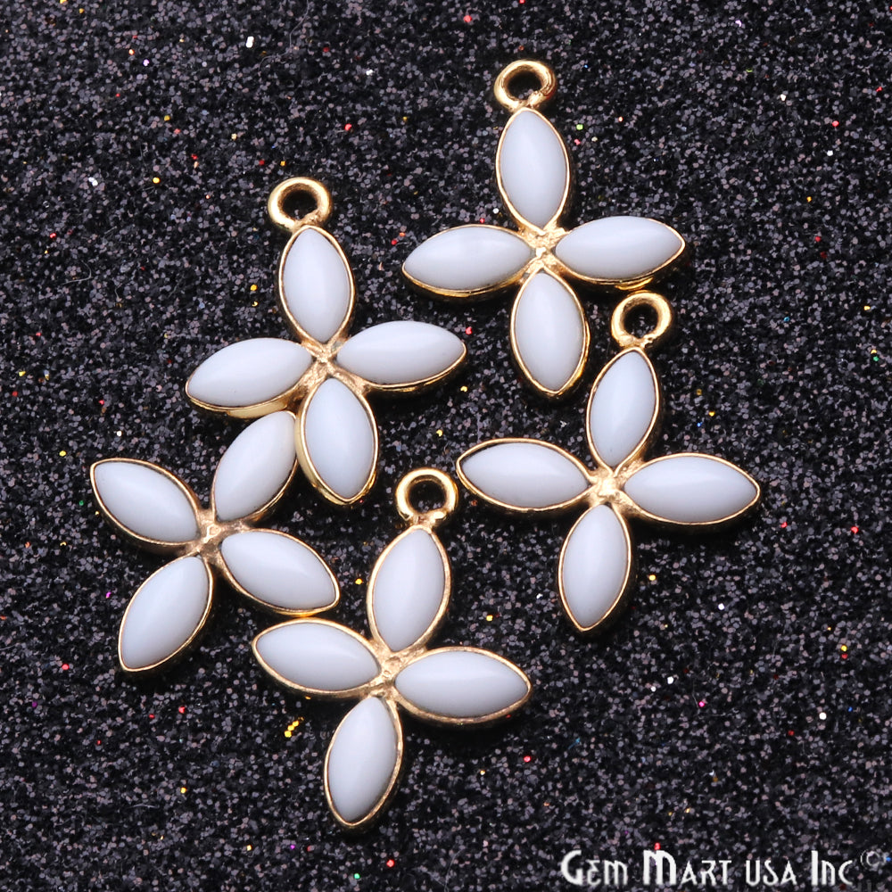 DIY White Agate 17x13mm Gold Plated Chandelier Finding Component - GemMartUSA