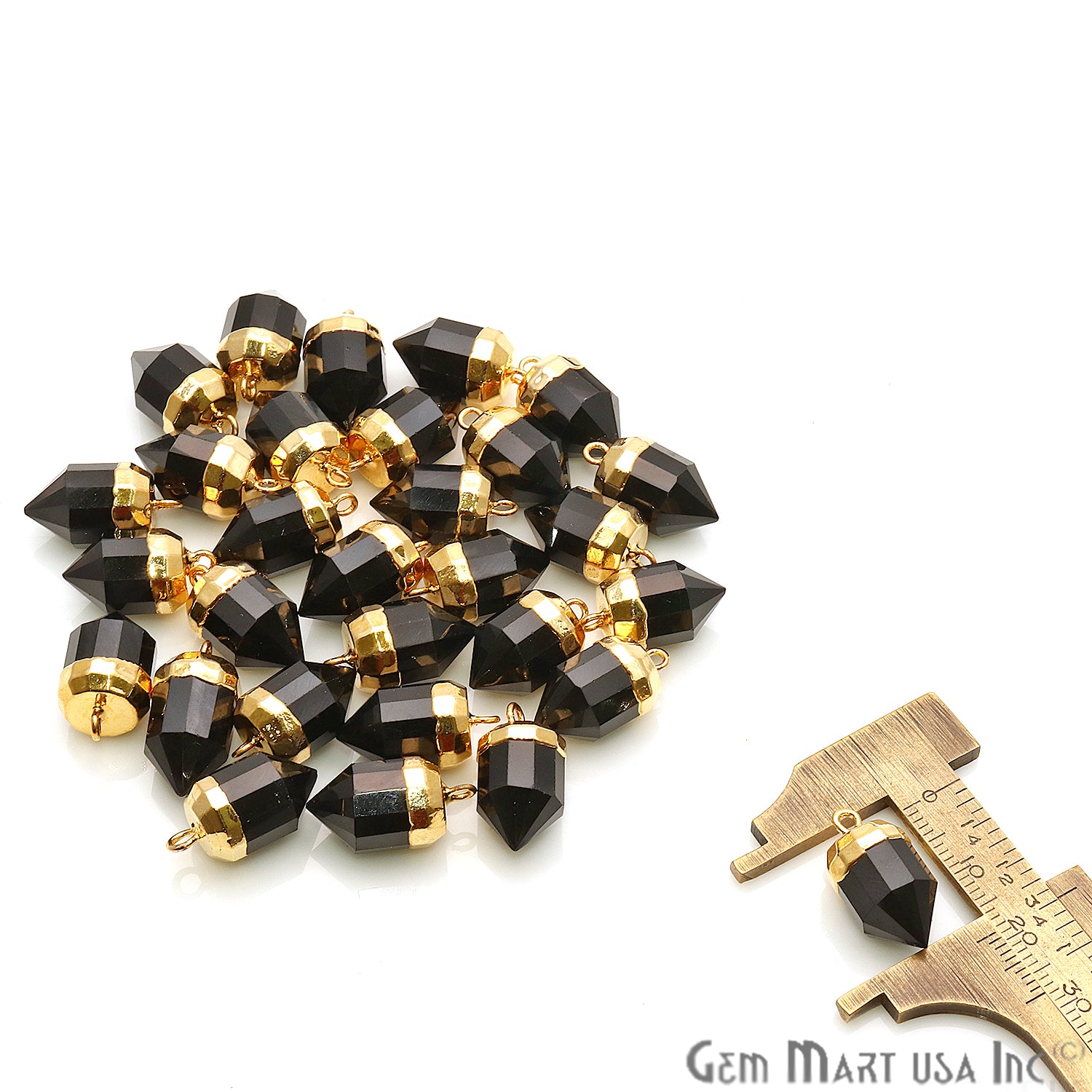 Gemstone 19x7mm Pencil Point Gold Electroplated Single Bail Connector (Pick Gemstone) - GemMartUSA