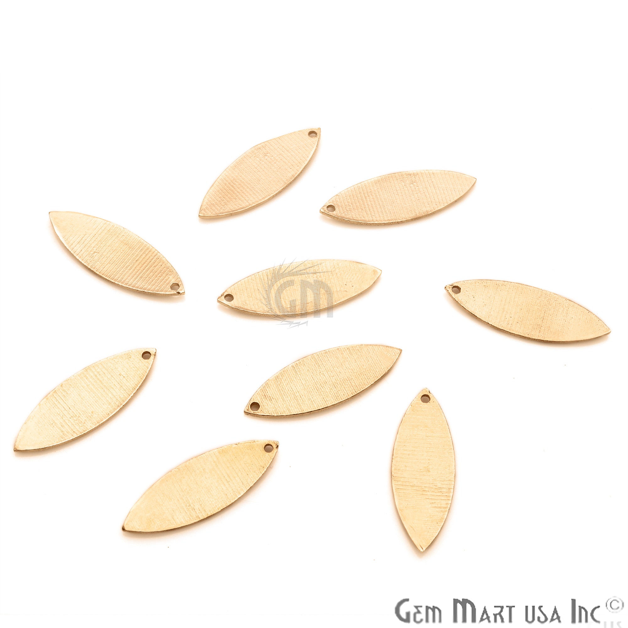 Marquise Shape 29x10mm Gold Plated Finding Charm, DIY Jewelry - GemMartUSA