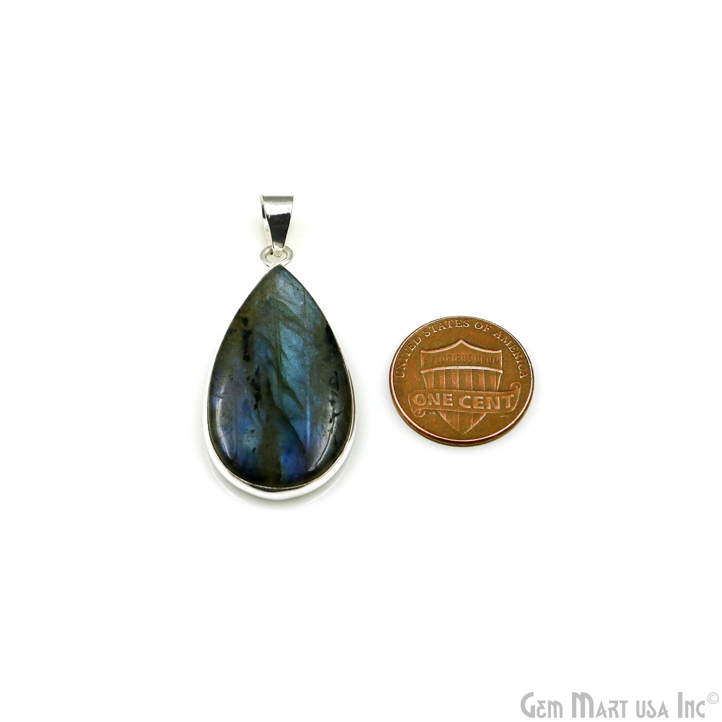 Labradorite Gemstone Pears 38x20mm Sterling Silver Necklace Pendant 1PC