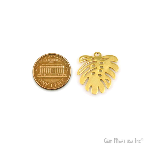 Leaf Shape Laser Charm Gold Plated 20x17.25mm Finding Charm Connector