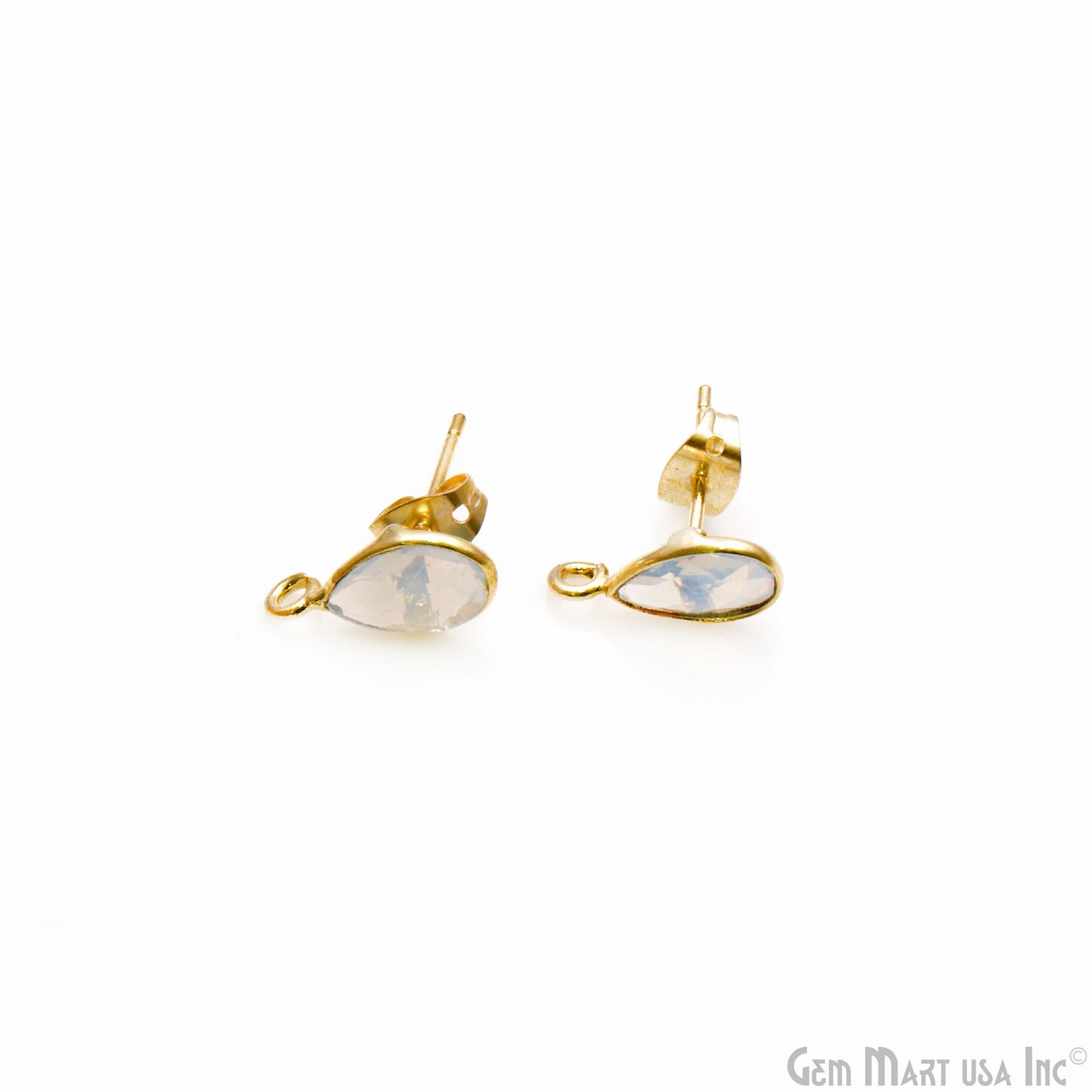 DIY Pears 6x9mm Gold Bail Gemstone stud Earring