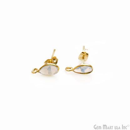 DIY Pears 6x9mm Gold Bail Gemstone stud Earring